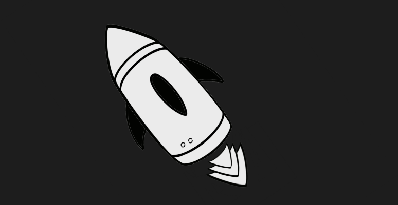 Rocket Illustrated in grey and black scale