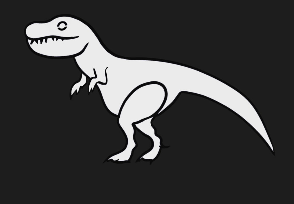 Black and grey scale illustration of T Rex