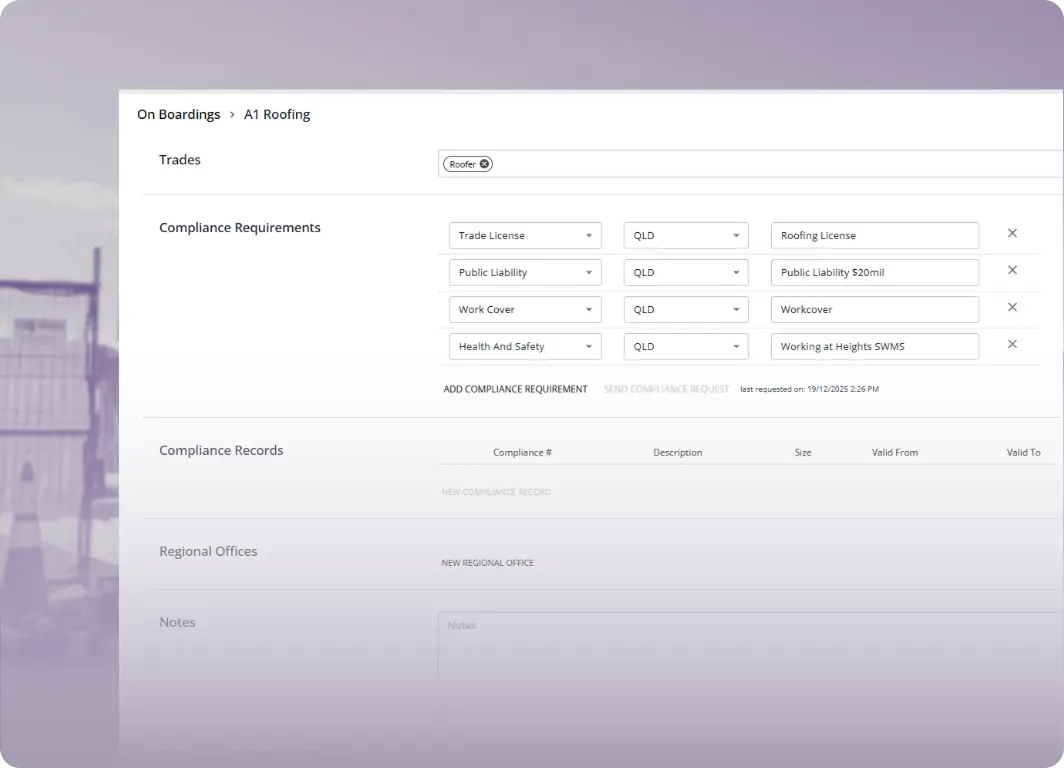 Health & Safety Compliance Control