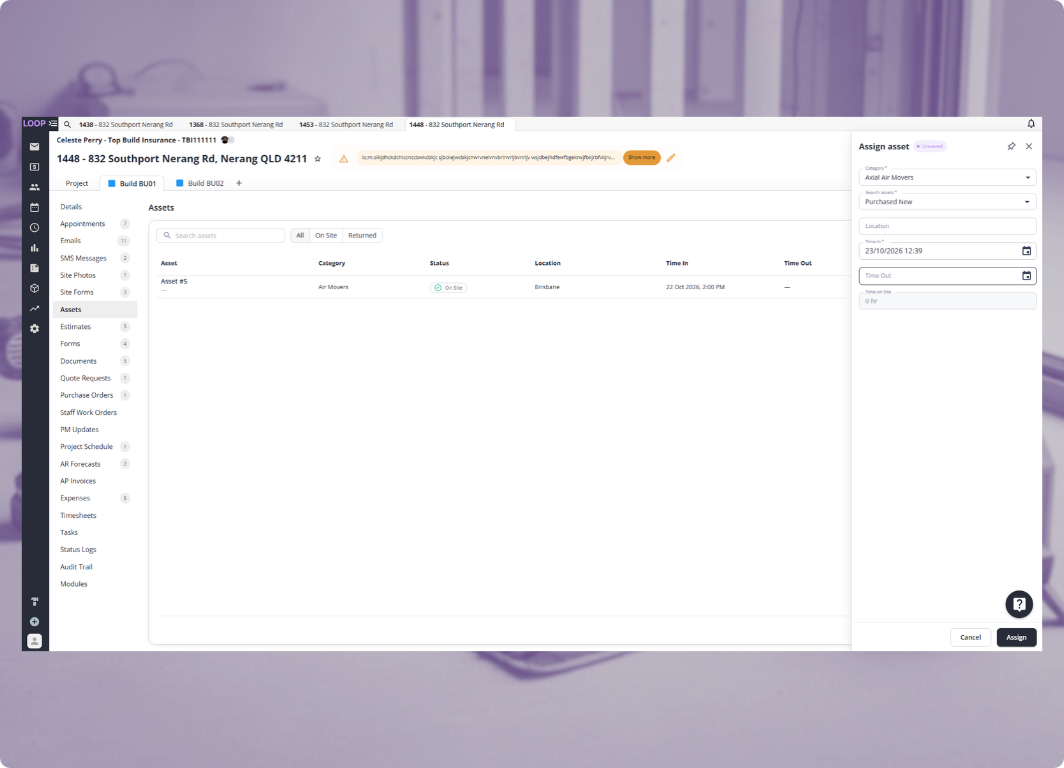 Assign assets to resto jobs in Loop Logics